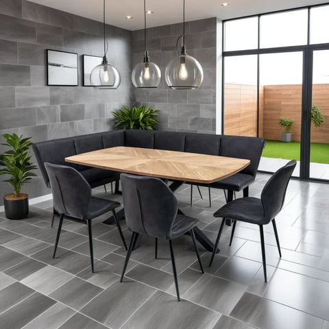 Elegant 1.6m Medium Oak Veneer Dining Table for Stylish Dining Rooms