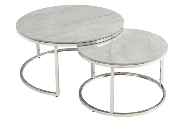 Stylish Grey Round Coffee Table Set for Modern Living Rooms