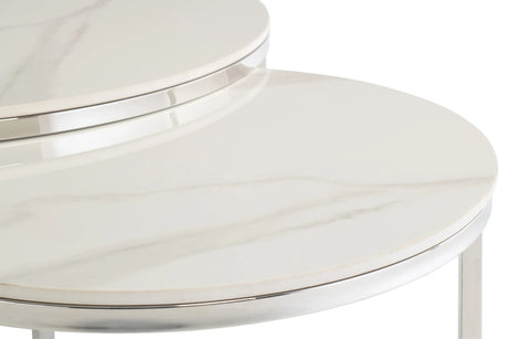 Elegant White Round Coffee Table Set for Living Room Decor