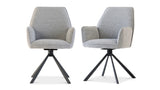 Stylish Grey Boucle Swivel Dining Chair with Black Legs