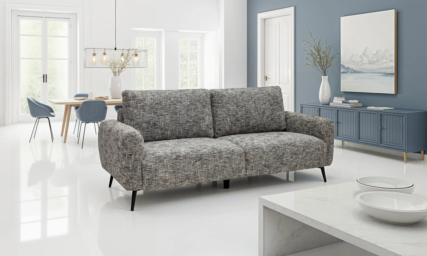 Harper Fabric 3 Seater - Grey Weave