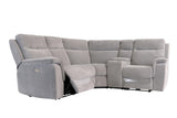 Gray sectional sofa with reclining feature on a white background