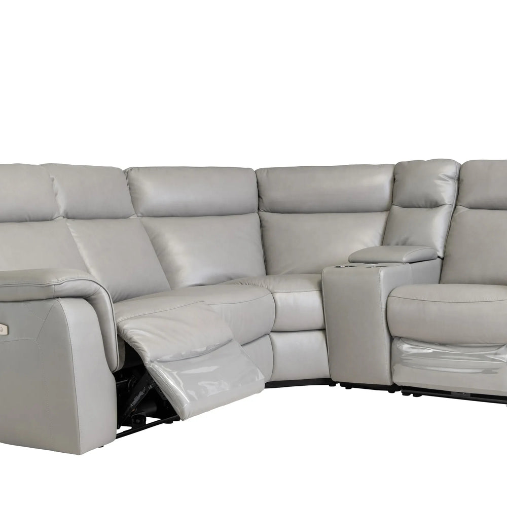 Havana Grey Leather Modular Electric Recliner Corner Sofa