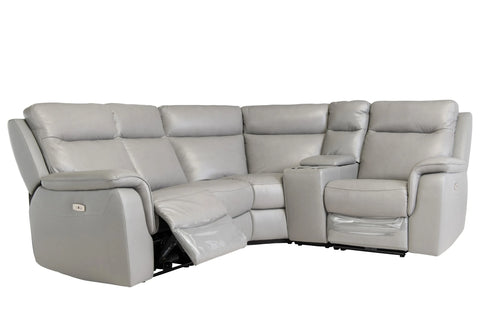 Havana Grey Leather Modular Electric Recliner Corner Sofa