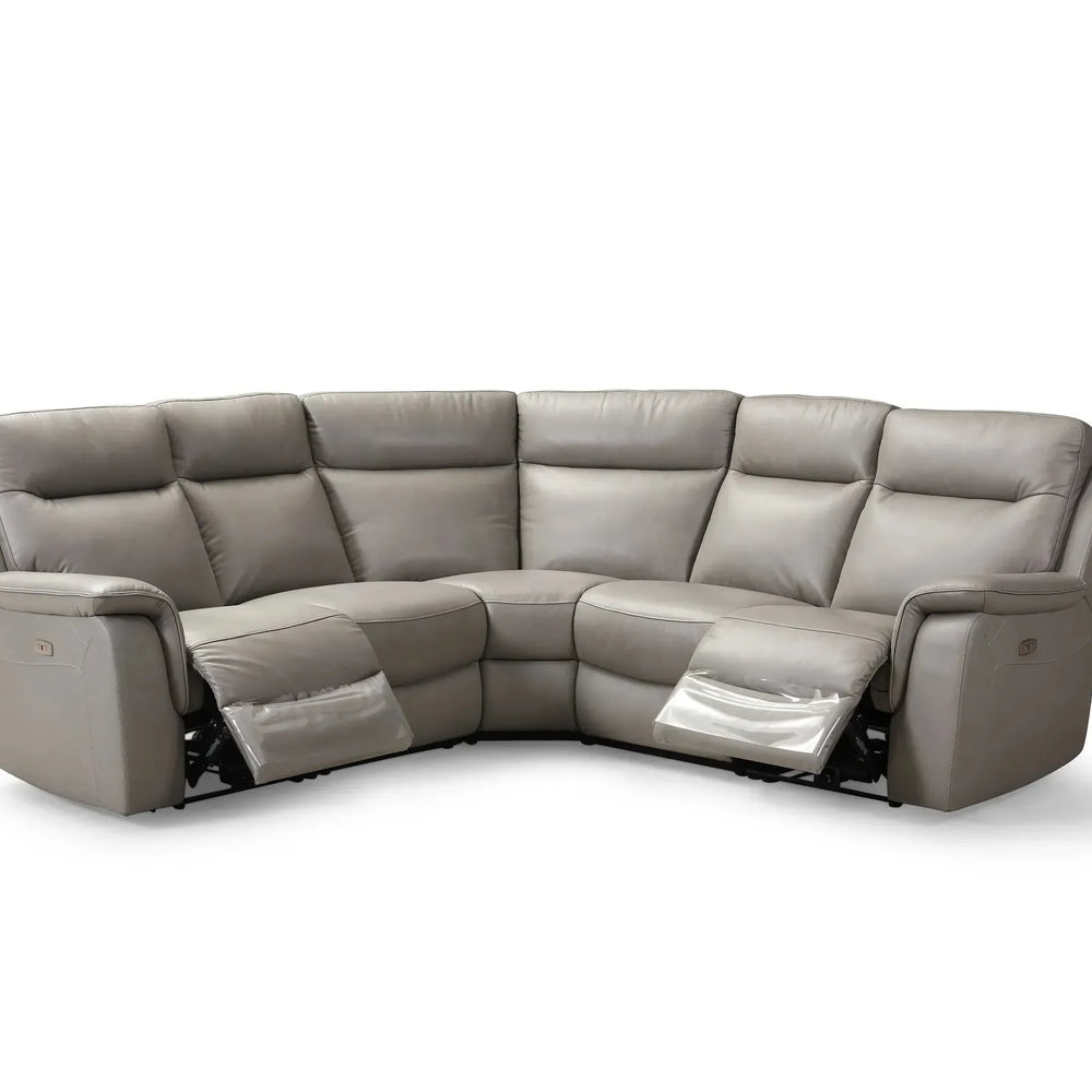 Havana Grey Leather Modular Electric Recliner Corner Sofa