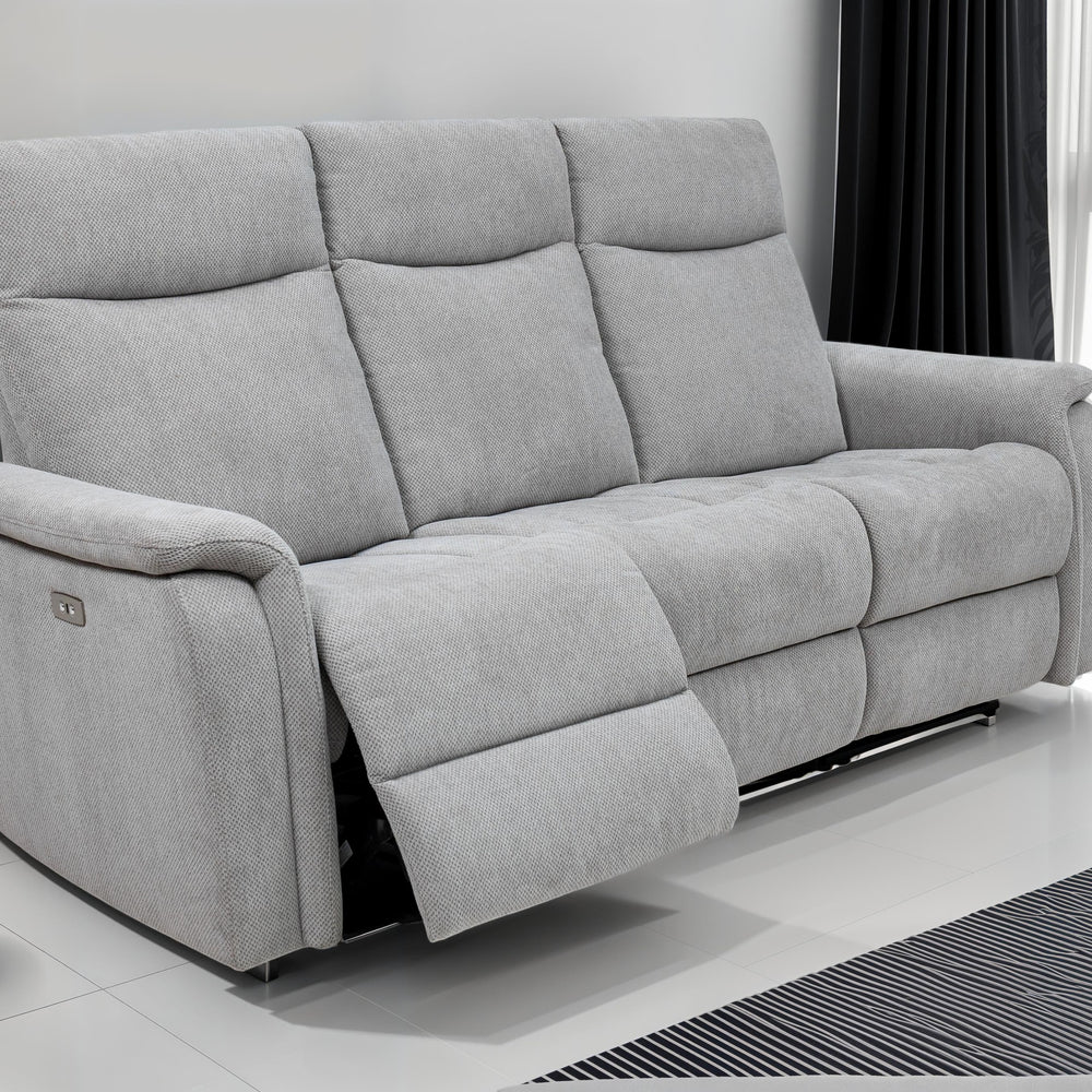 Light Grey Fabric Electric Recliner Sofa - 2 Seater Comfort Seating