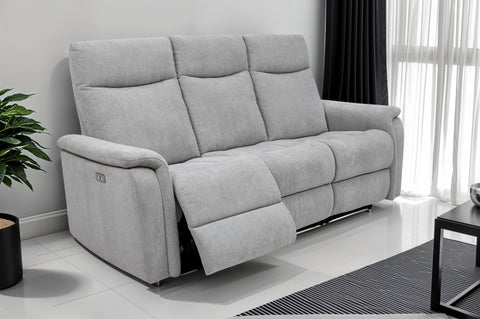 Light Grey Fabric Electric Recliner Sofa - 2 Seater Comfort Seating