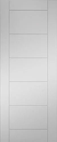 White interior door with horizontal panel design, modern flush door style
