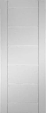 White interior door with horizontal panel design, modern flush door style