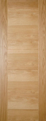 Oak internal door with horizontal wood grain panels and natural finish