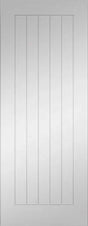 White interior door with vertical panel design and smooth finish