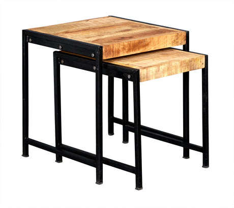 Cosmo Industrial Nest of 2 Tables made from reclaimed wood and metal
