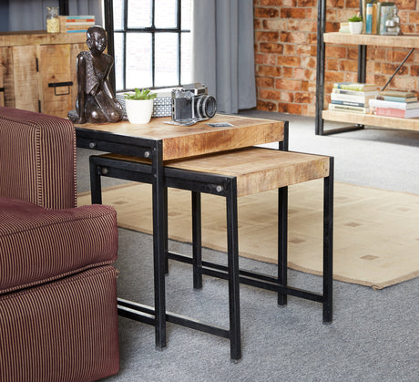 Cosmo Industrial Nest of 2 Tables made from reclaimed wood and metal