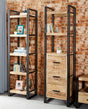 Cosmo Industrial Slim Bookcase made from reclaimed wood and metal