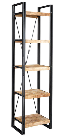 Cosmo Industrial Slim Open Bookcase made of natural wood and metal
