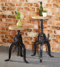 Cosmo Industrial Small Crank Table made of wood and metal with adjustable height