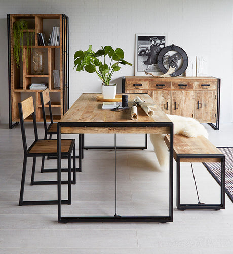 Cosmo Industrial Dining Chair made of reclaimed wood and metal