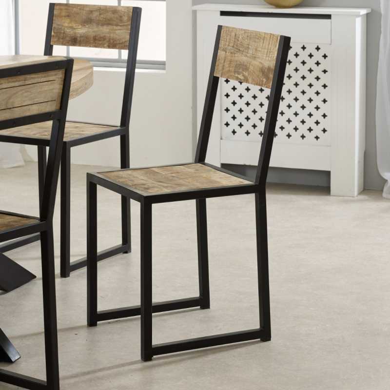 Cosmo Industrial Metal & Wood Dining Chair (Sold in Pairs) - View 3
