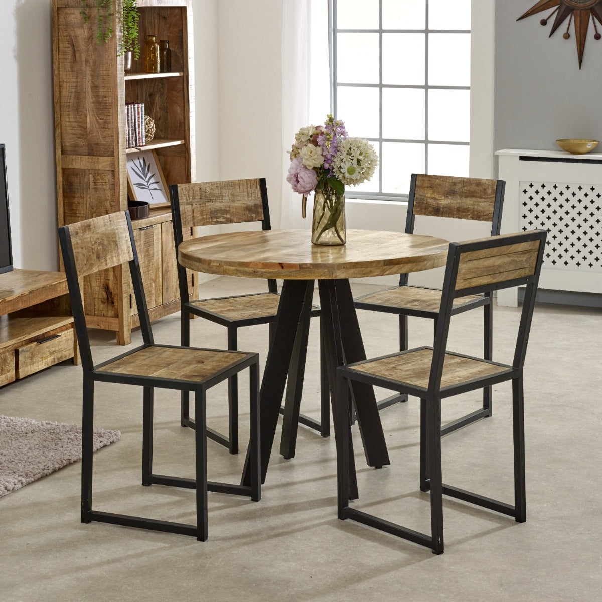Cosmo Industrial Dining Chair made of reclaimed wood and metal