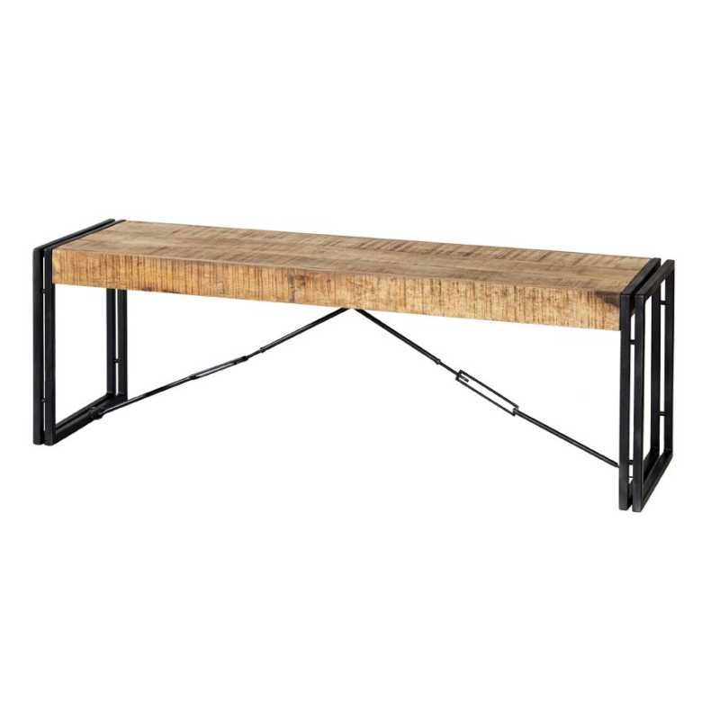 Cosmo Industrial Metal & Wood Bench - View 2