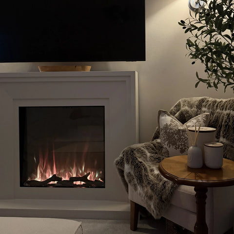 Fireplace showcasing 10 flame & fuel bed colors - Ezee Glow Daytona Electric Fire Suite.
