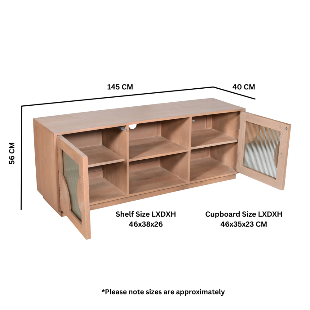 Elegant Indus Solid Wood TV Cabinet in pale taupe finish