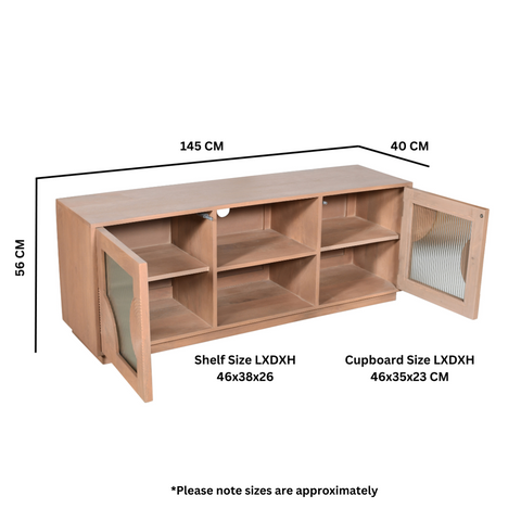 Elegant Indus Solid Wood TV Cabinet in pale taupe finish