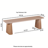 Indus Solid Wood Dining Bench made from durable mango wood, showcasing a rustic slatted design.