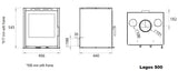 Lagos 500 4.5kW Wood Burning (Eco) - Technical Drawing