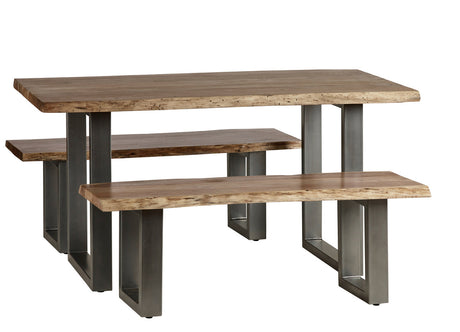 Baltic live edge dining table made of solid acacia wood with metal legs