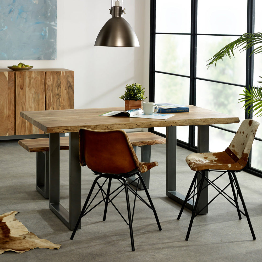 Baltic live edge dining table made of solid acacia wood with metal legs
