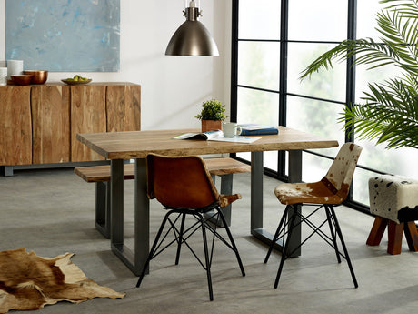 Baltic live edge dining table made of solid acacia wood with metal legs
