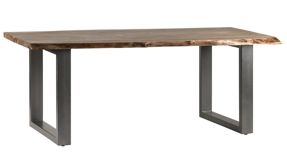Baltic live edge dining table made of solid acacia wood with a metal frame