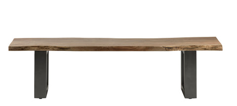 Baltic Live Edge Large Bench made of solid acacia wood with a metal frame