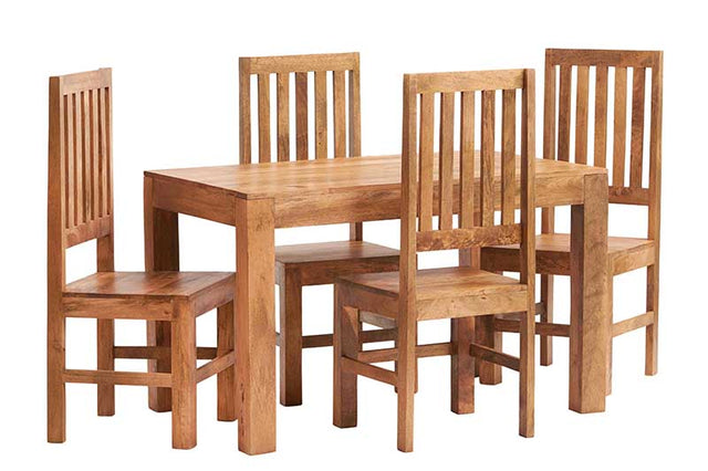 Toko Light Mango 4 FT Dining Set with wooden chairs, handcrafted design
