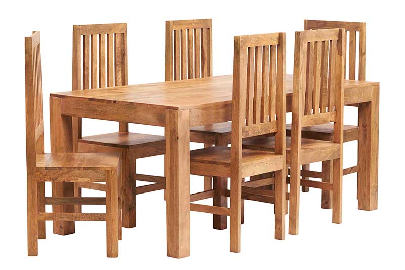Toko Light Mango 6 FT Dining Set with wooden chairs, eco-friendly design