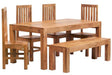 Toko Light Mango 6 FT Dining Set with Bench & 4 Slatted Chairs