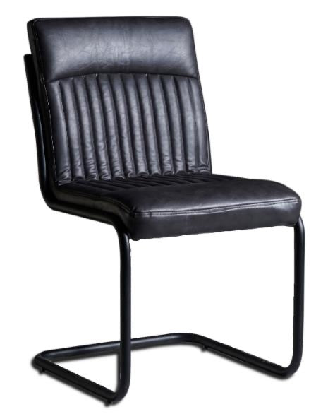 Contemporary dark grey dining chair with PU leather upholstery and metal legs