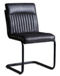 Contemporary dark grey dining chair with PU leather upholstery and metal legs