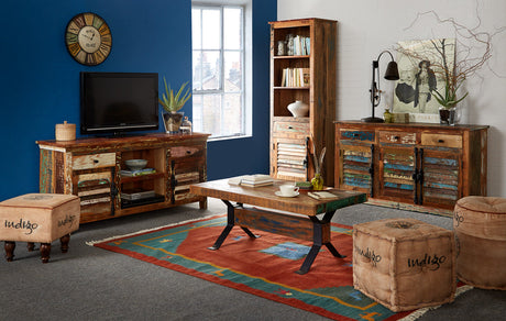 Coastal large sideboard made from reclaimed wood, showcasing eco-friendly craftsmanship