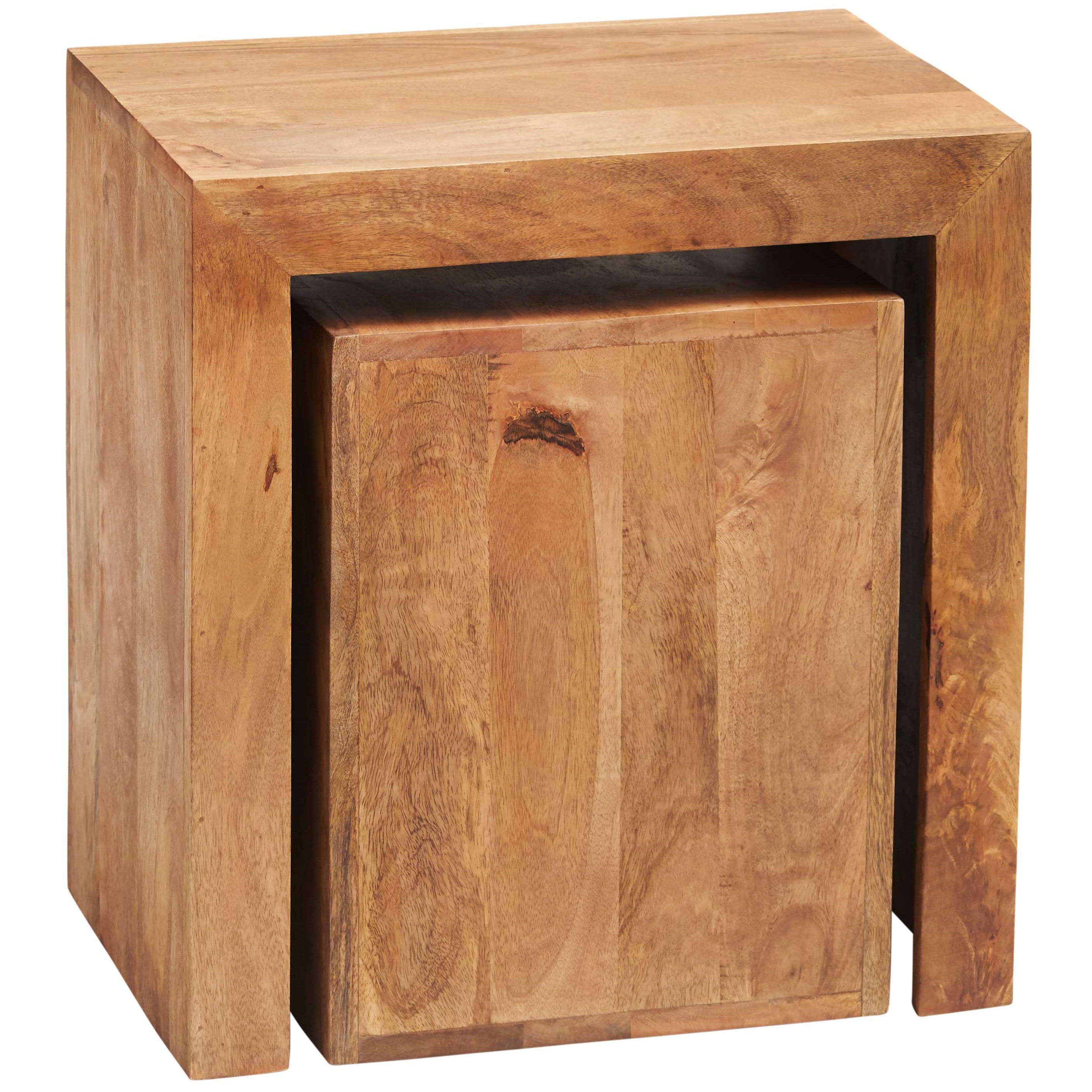 Toko Light Mango Cubed Nest of 2 Tables made from solid mango hardwood