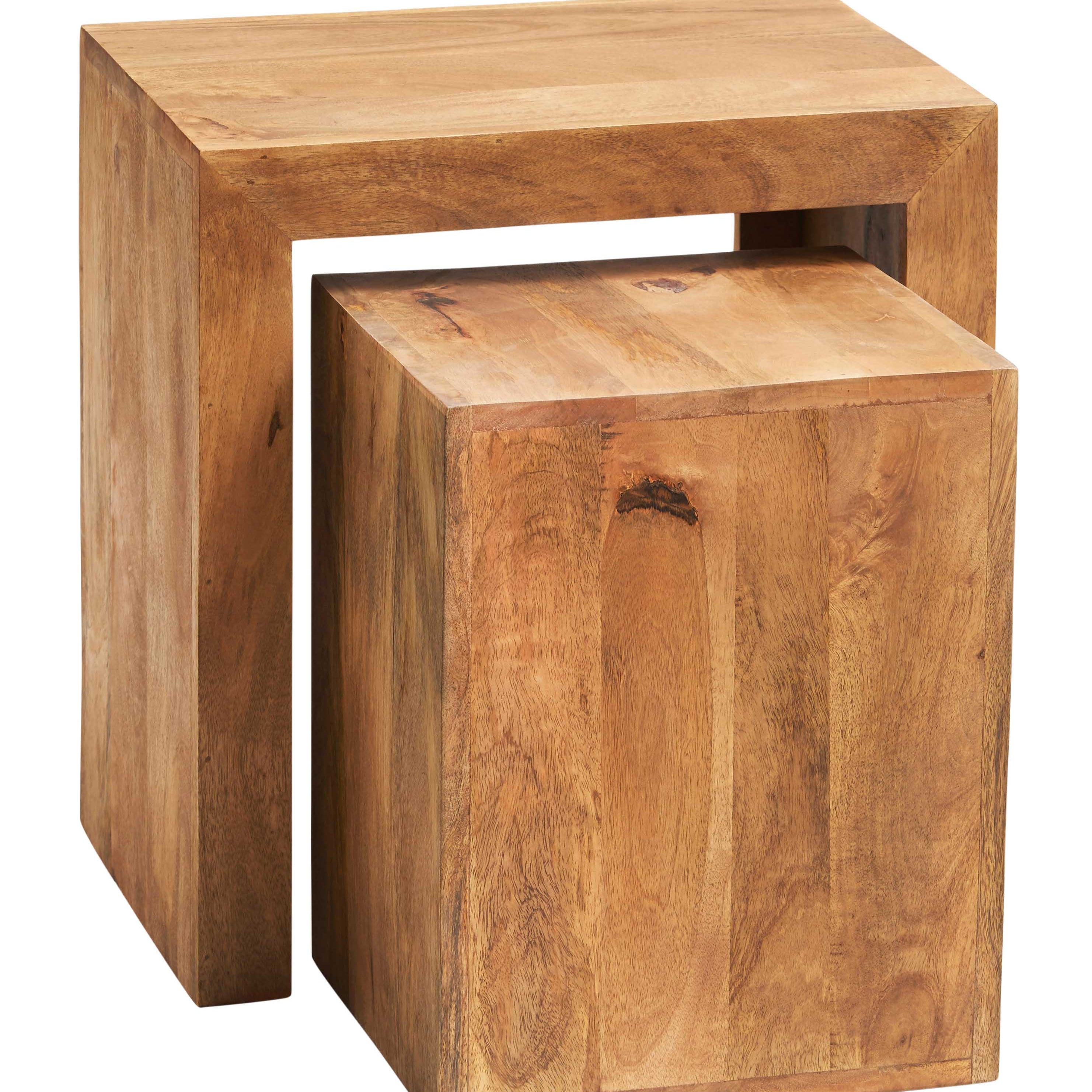 Toko Light Mango Cubed Nest of 2 Tables made from solid mango hardwood