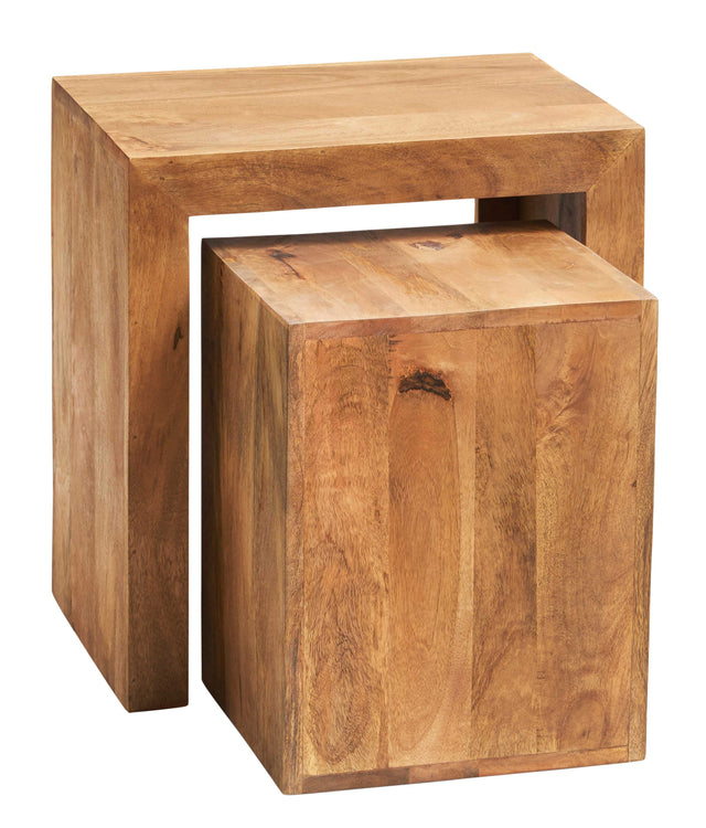 Toko Light Mango Cubed Nest of 2 Tables made from solid mango hardwood
