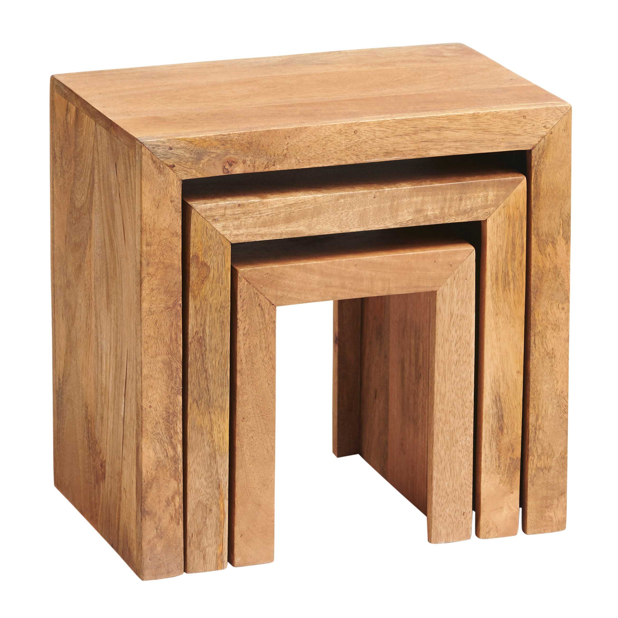 Toko Light Mango Nest of 3 Tables in handcrafted solid wood