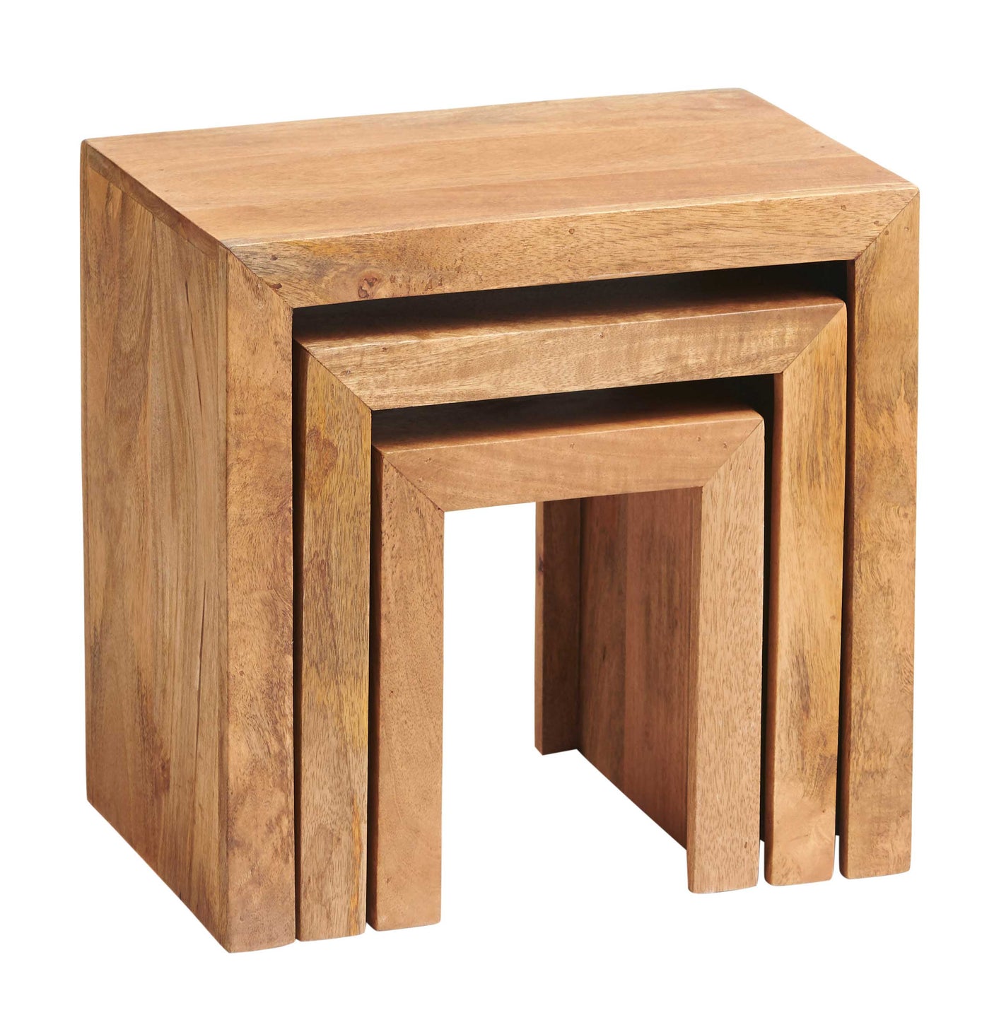 Toko Light Mango Nest of 3 Tables in handcrafted solid wood