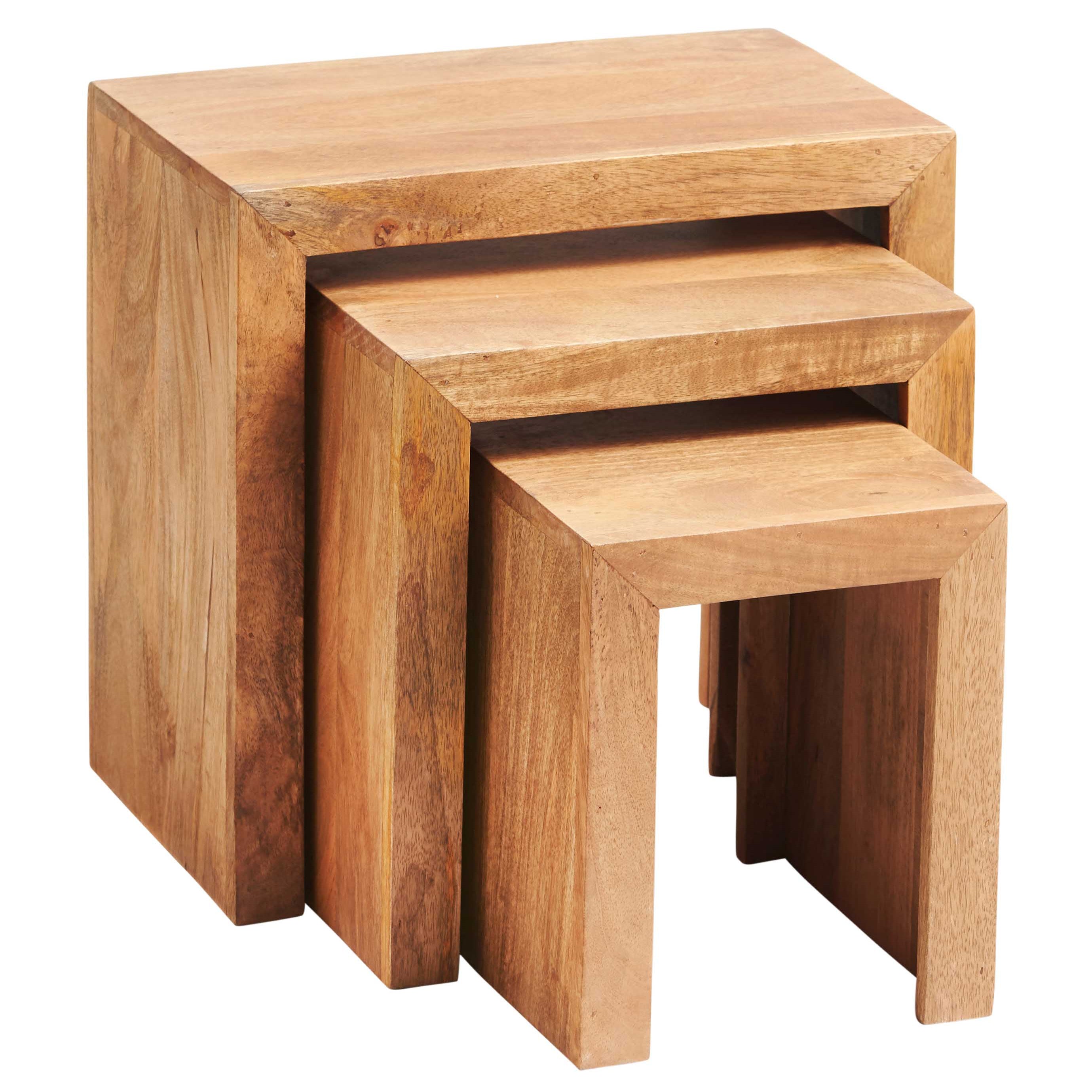 Toko Light Mango Nest of 3 Tables in handcrafted solid wood