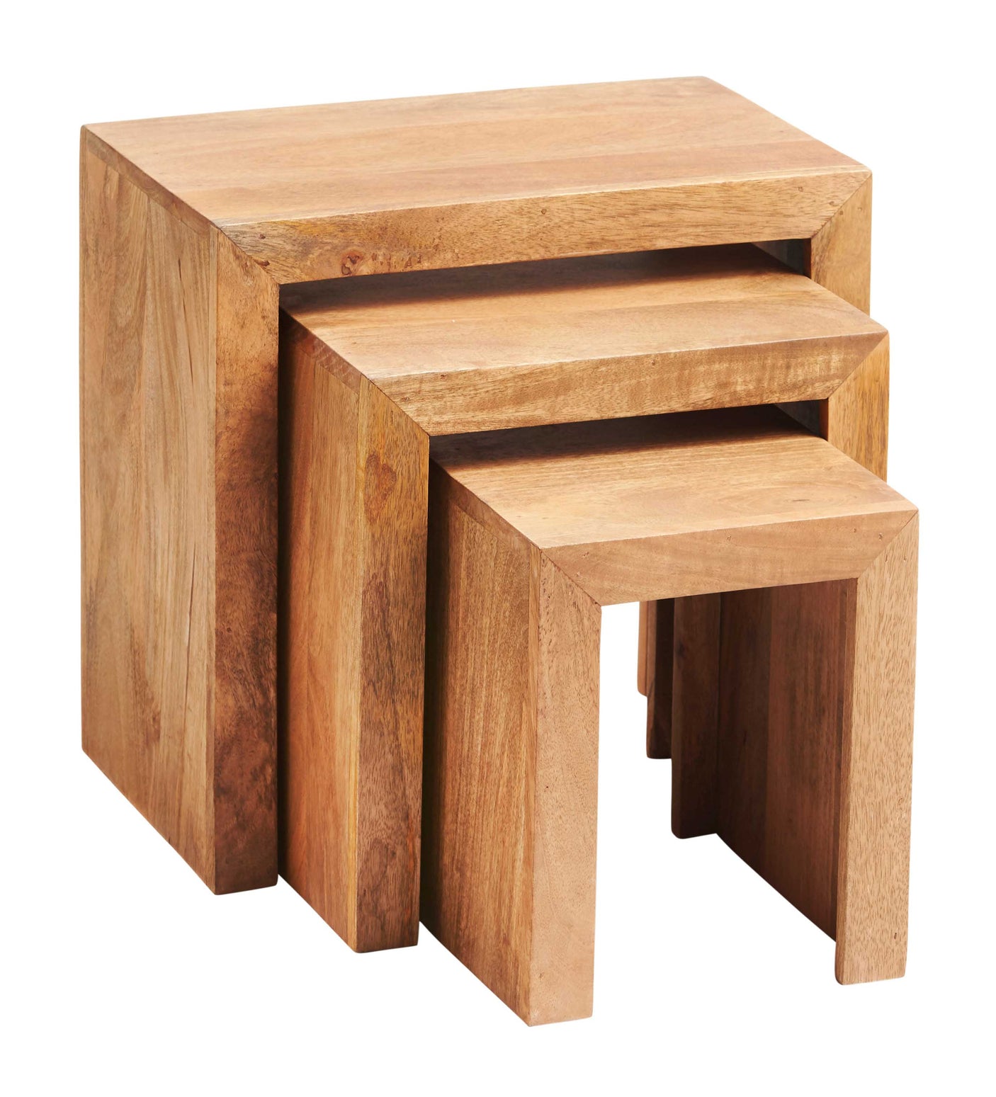 Toko Light Mango Nest of 3 Tables in handcrafted solid wood