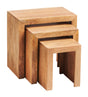 Toko Light Mango Nest of 3 Tables in handcrafted solid wood