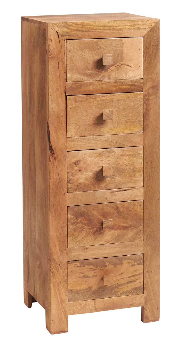 Toko Light Mango 5 Drawer Chest made from solid mango hardwood