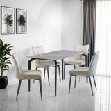 1.4m Marble Grey Dining Table with Black Legs - Stylish Modern Design